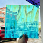 NEW Caribbean Blue and White Wispy Oceanside Fusible 96 COE (OGT 832.91F) Sheet Glass Colorado Glass Works