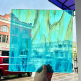 NEW Caribbean Blue and White Wispy Oceanside Fusible 96 COE (OGT 832.91F) Sheet Glass Colorado Glass Works