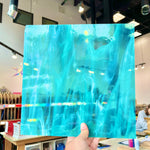 NEW Caribbean Blue and White Wispy Oceanside Fusible 96 COE (OGT 832.91F) Sheet Glass Colorado Glass Works