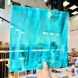 NEW Caribbean Blue and White Wispy Oceanside Fusible 96 COE (OGT 832.91F) Sheet Glass Colorado Glass Works