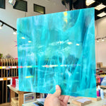 NEW Caribbean Blue and White Wispy Oceanside Fusible 96 COE (OGT 832.91F) Sheet Glass Colorado Glass Works