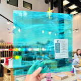 NEW Caribbean Blue and White Wispy Oceanside Fusible 96 COE (OGT 832.91F) Sheet Glass Colorado Glass Works