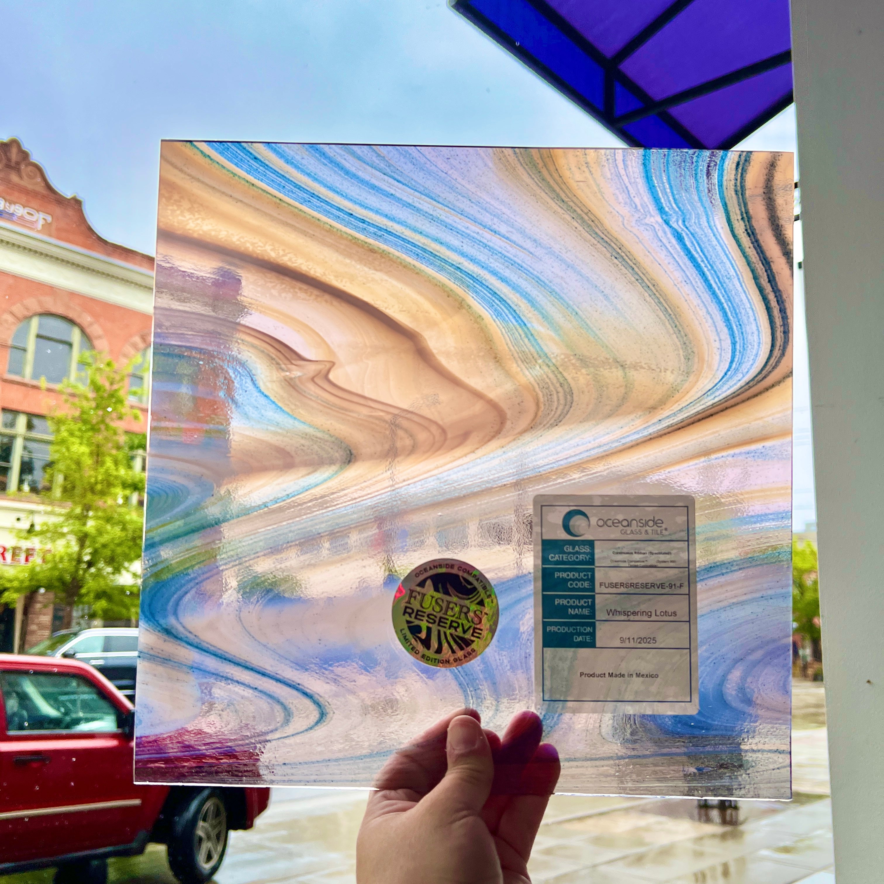 NEW Whispering Lotus Fuser Reserve Oceanside Fusible 96 COE (OGT FR91F) Sheet Glass Colorado Glass Works