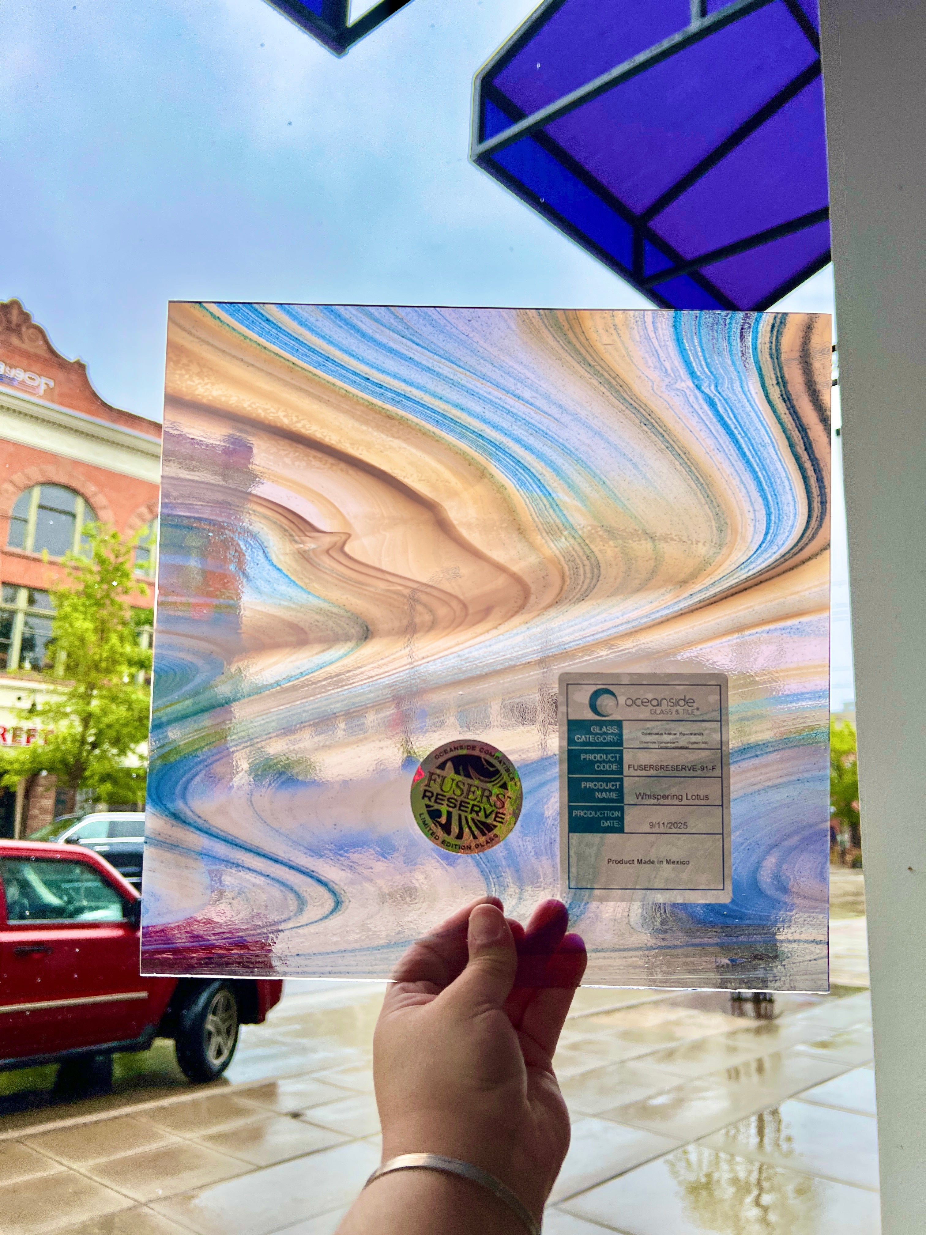 NEW Whispering Lotus Fuser Reserve Oceanside Fusible 96 COE (OGT FR91F) Sheet Glass Colorado Glass Works