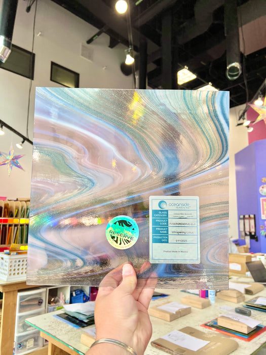 NEW Whispering Lotus Fuser Reserve Oceanside Fusible 96 COE (OGT FR91F) Sheet Glass Colorado Glass Works