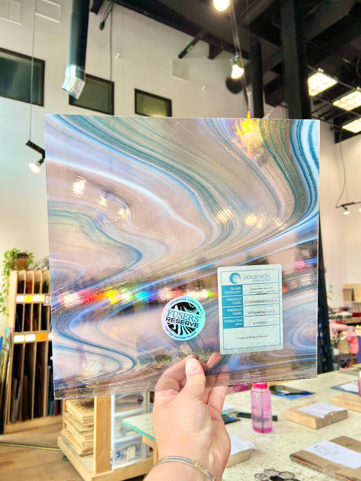 NEW Whispering Lotus Fuser Reserve Oceanside Fusible 96 COE (OGT FR91F) Sheet Glass Colorado Glass Works