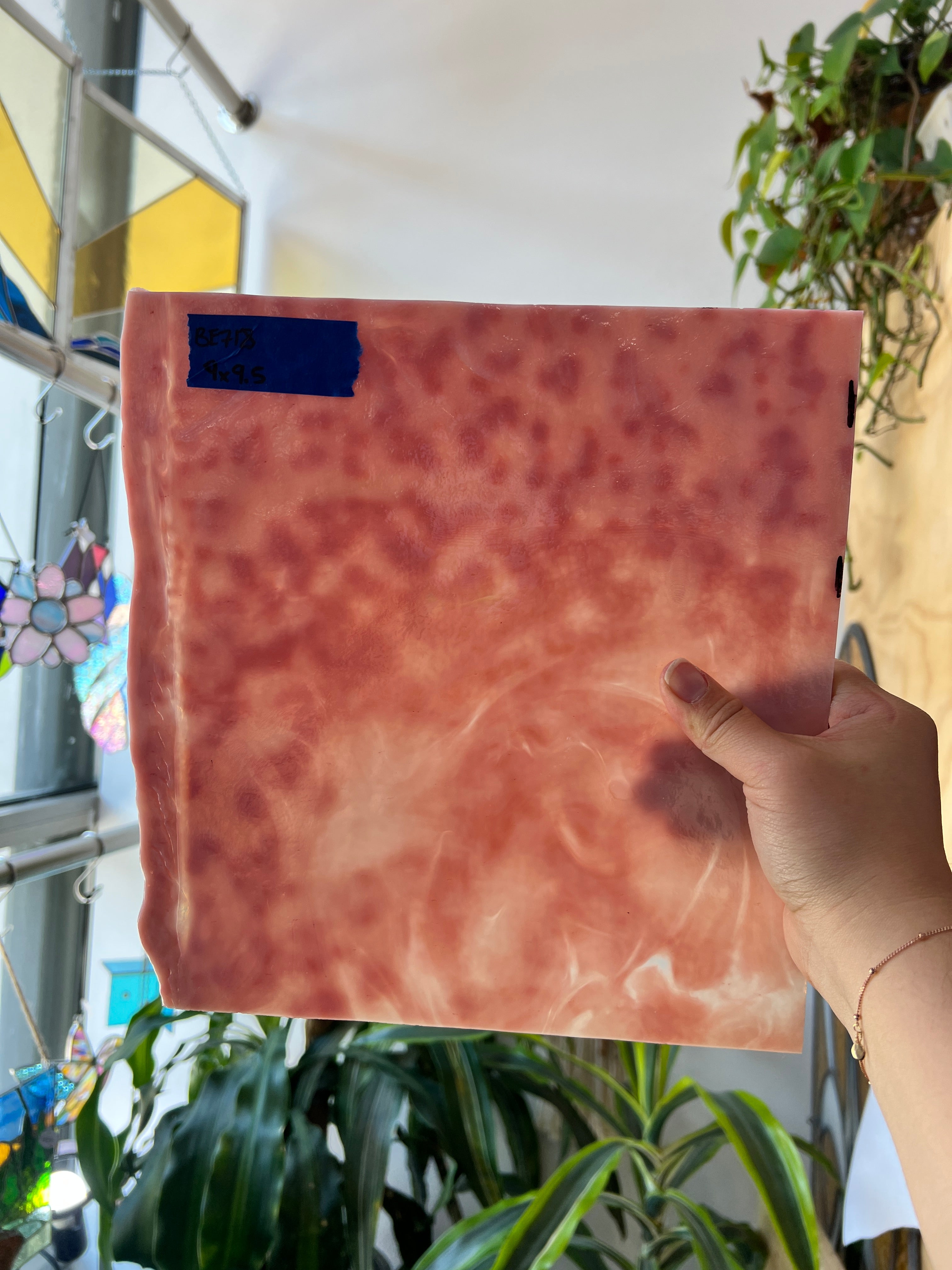 Mixed Pink Vintage Bullseye Sheet Glass Colorado Glassworks BE718 (9x9.5in)
