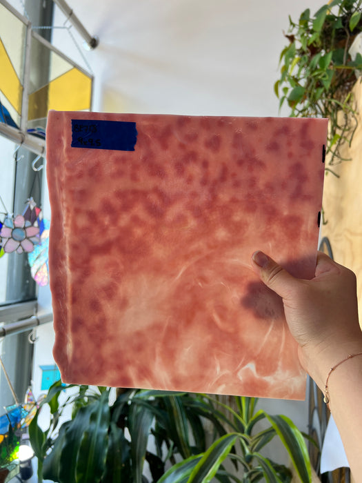 Mixed Pink Vintage Bullseye Sheet Glass Colorado Glassworks BE718 (9x9.5in)