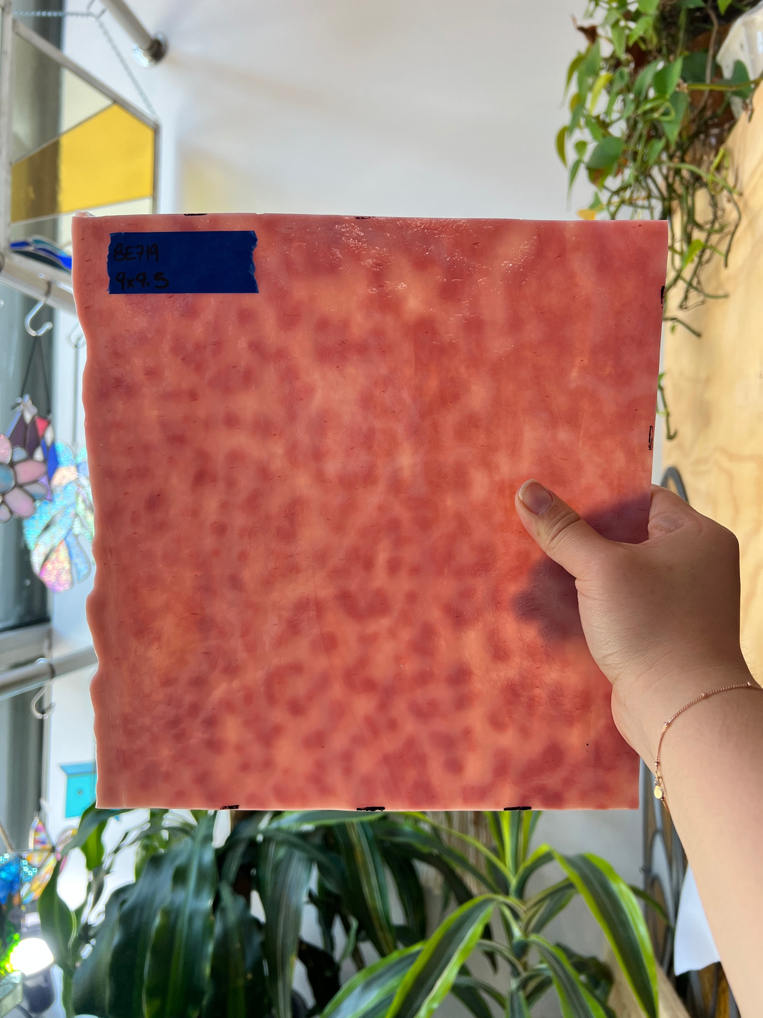 Mixed Pink Vintage Bullseye Sheet Glass Colorado Glassworks BE719 (9x9.5in)