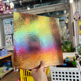 Light Coral Striker Double Roll Rainbow Iridized Fusible 90 COE Sheet Glass Colorado Glassworks