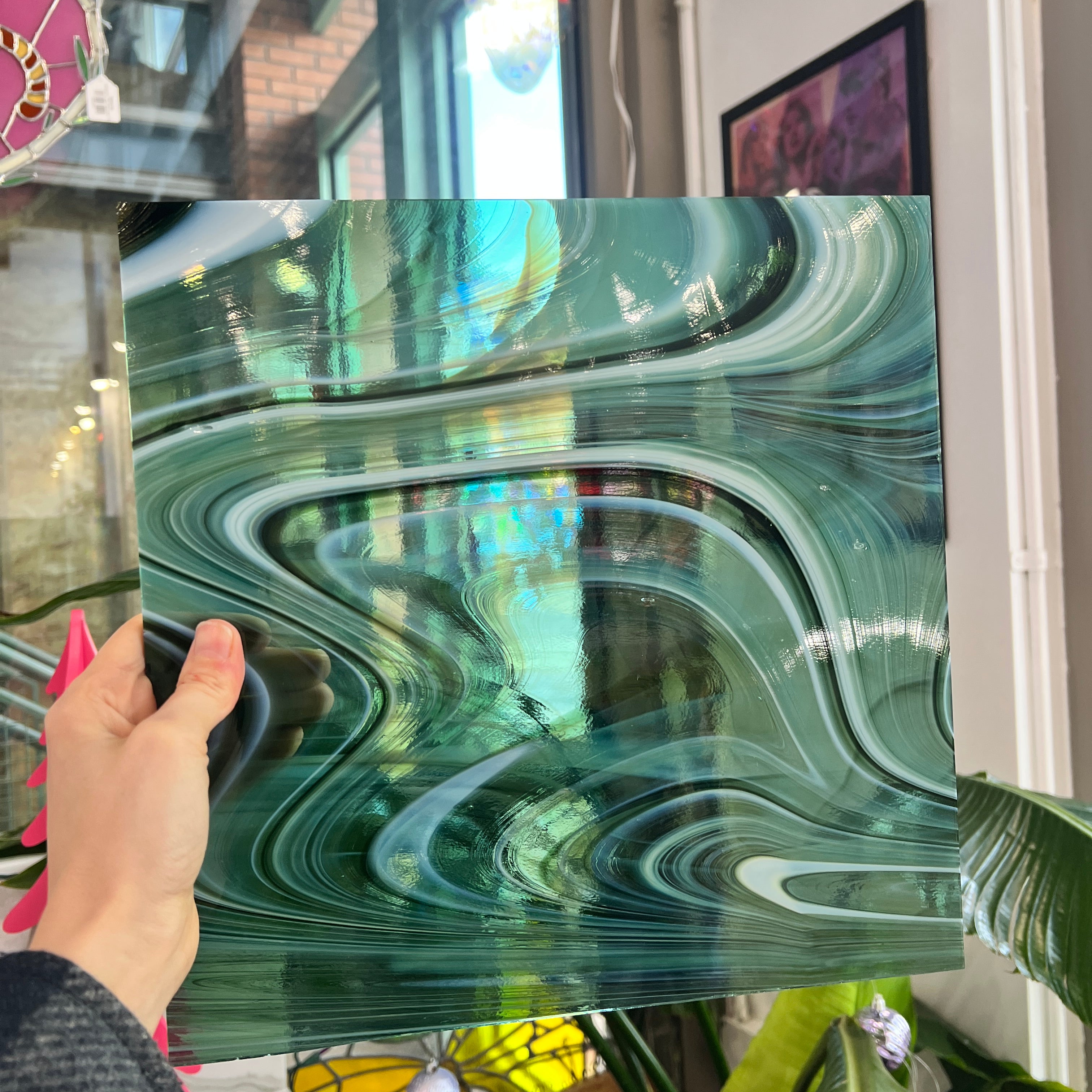 NEW! Sherwood Forest (Opal Art, Deep Olive/ Sea Green with Opal) Fusers Reserve System 96 Fusible 96 COE Sheet Glass Colorado Glassworks