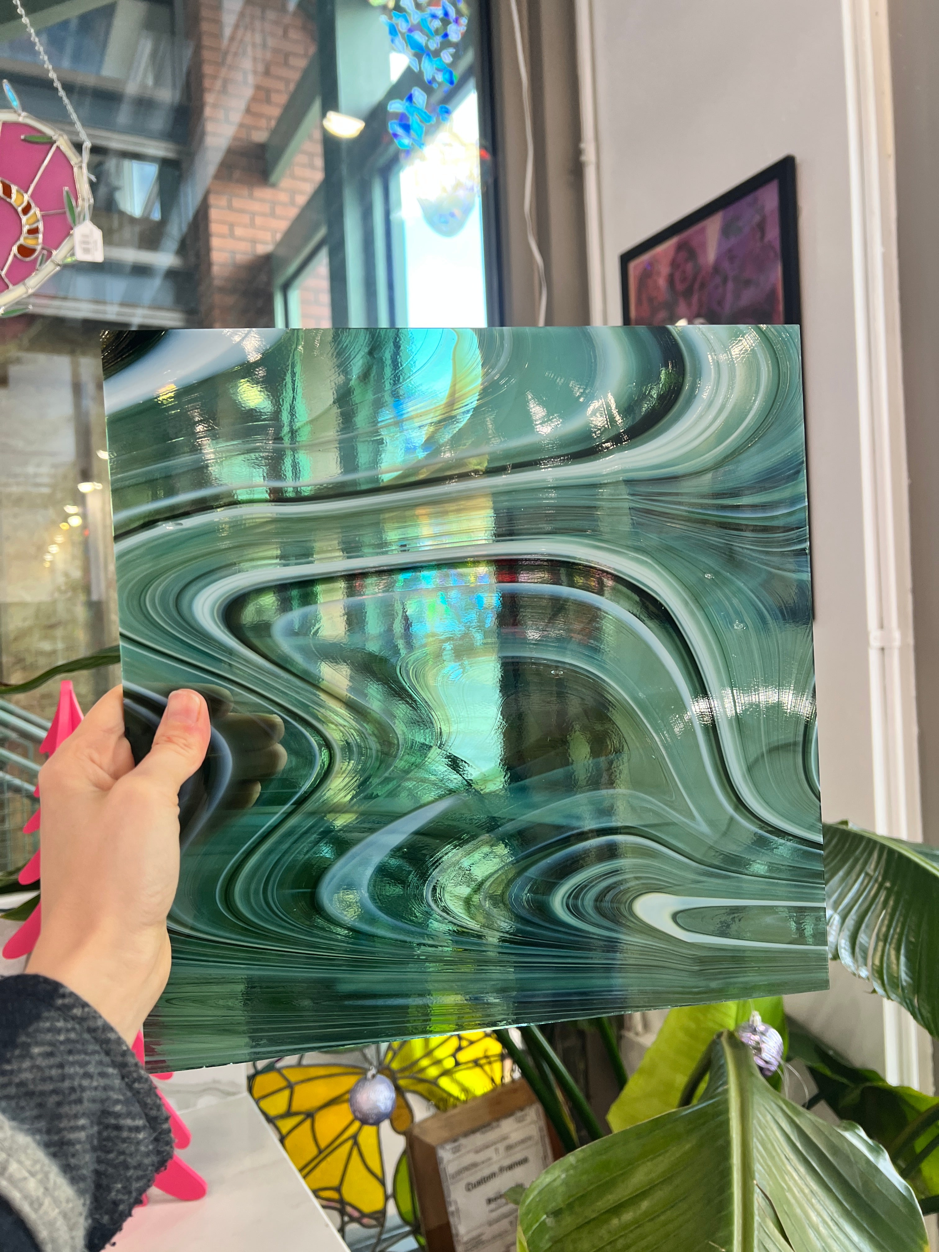 NEW! Sherwood Forest (Opal Art, Deep Olive/ Sea Green with Opal) Fusers Reserve System 96 Fusible 96 COE Sheet Glass Colorado Glassworks