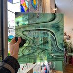 NEW! Sherwood Forest (Opal Art, Deep Olive/ Sea Green with Opal) Fusers Reserve System 96 Fusible 96 COE Sheet Glass Colorado Glassworks