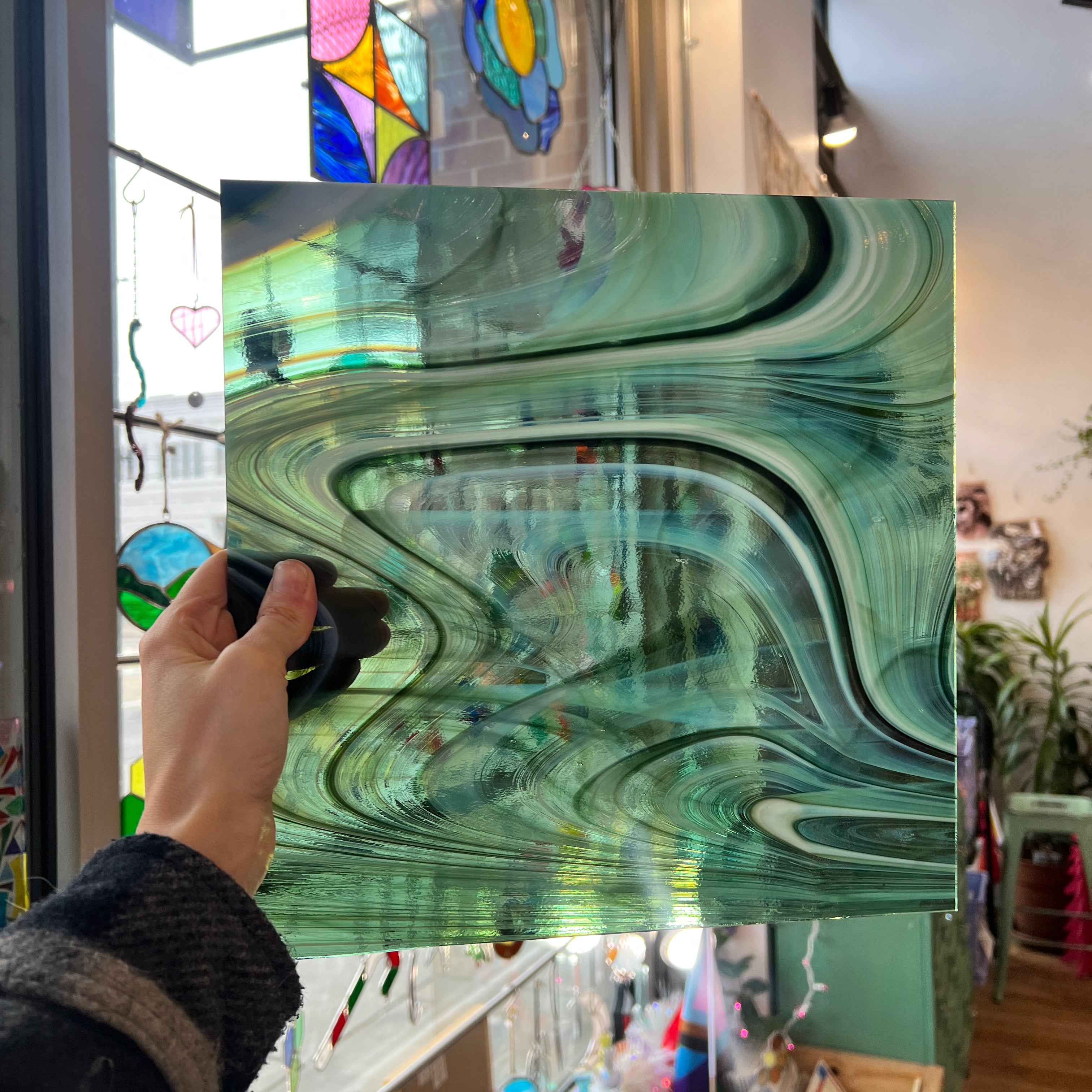 NEW! Sherwood Forest (Opal Art, Deep Olive/ Sea Green with Opal) Fusers Reserve System 96 Fusible 96 COE Sheet Glass Colorado Glassworks
