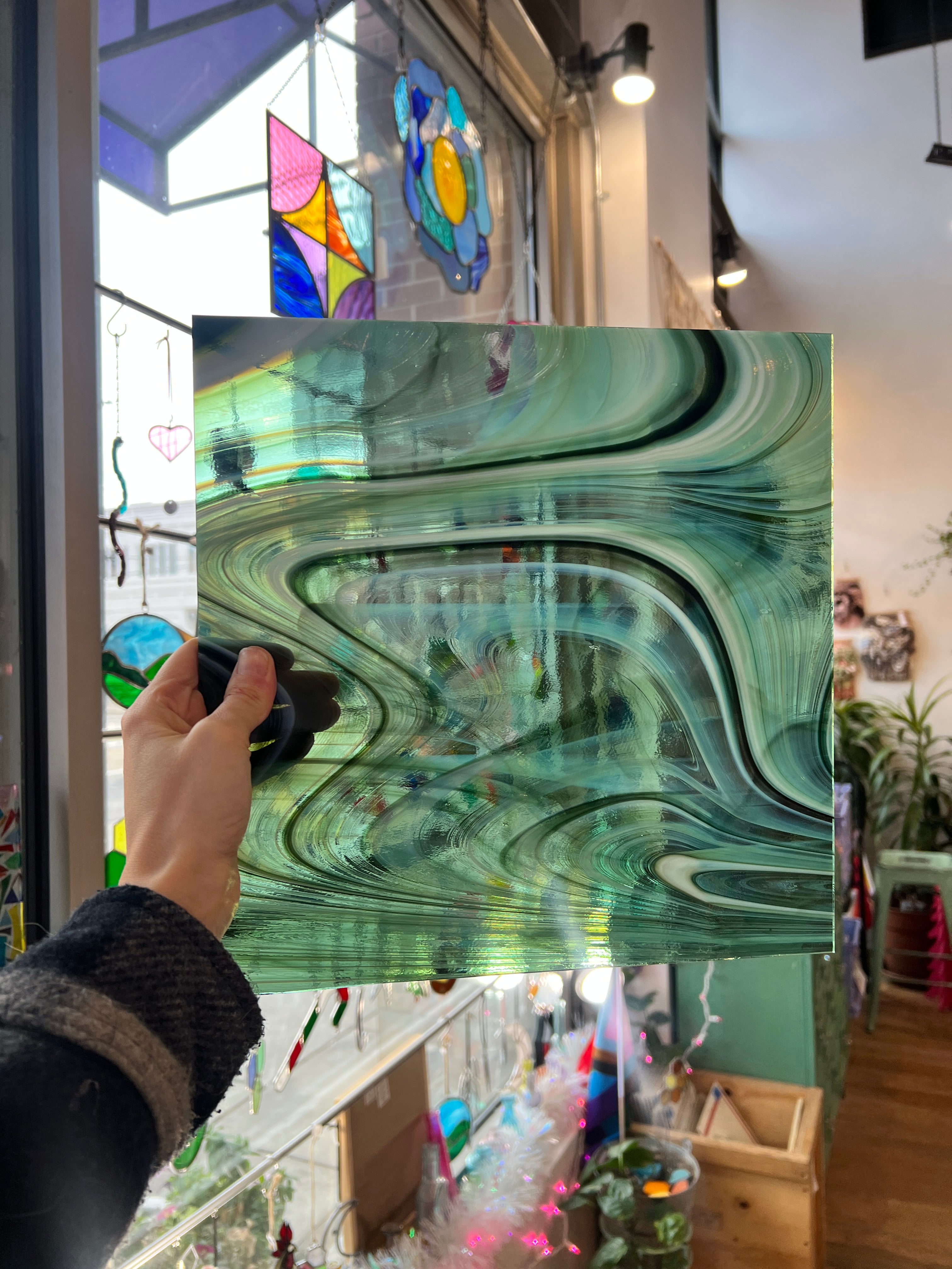 NEW! Sherwood Forest (Opal Art, Deep Olive/ Sea Green with Opal) Fusers Reserve System 96 Fusible 96 COE Sheet Glass Colorado Glassworks