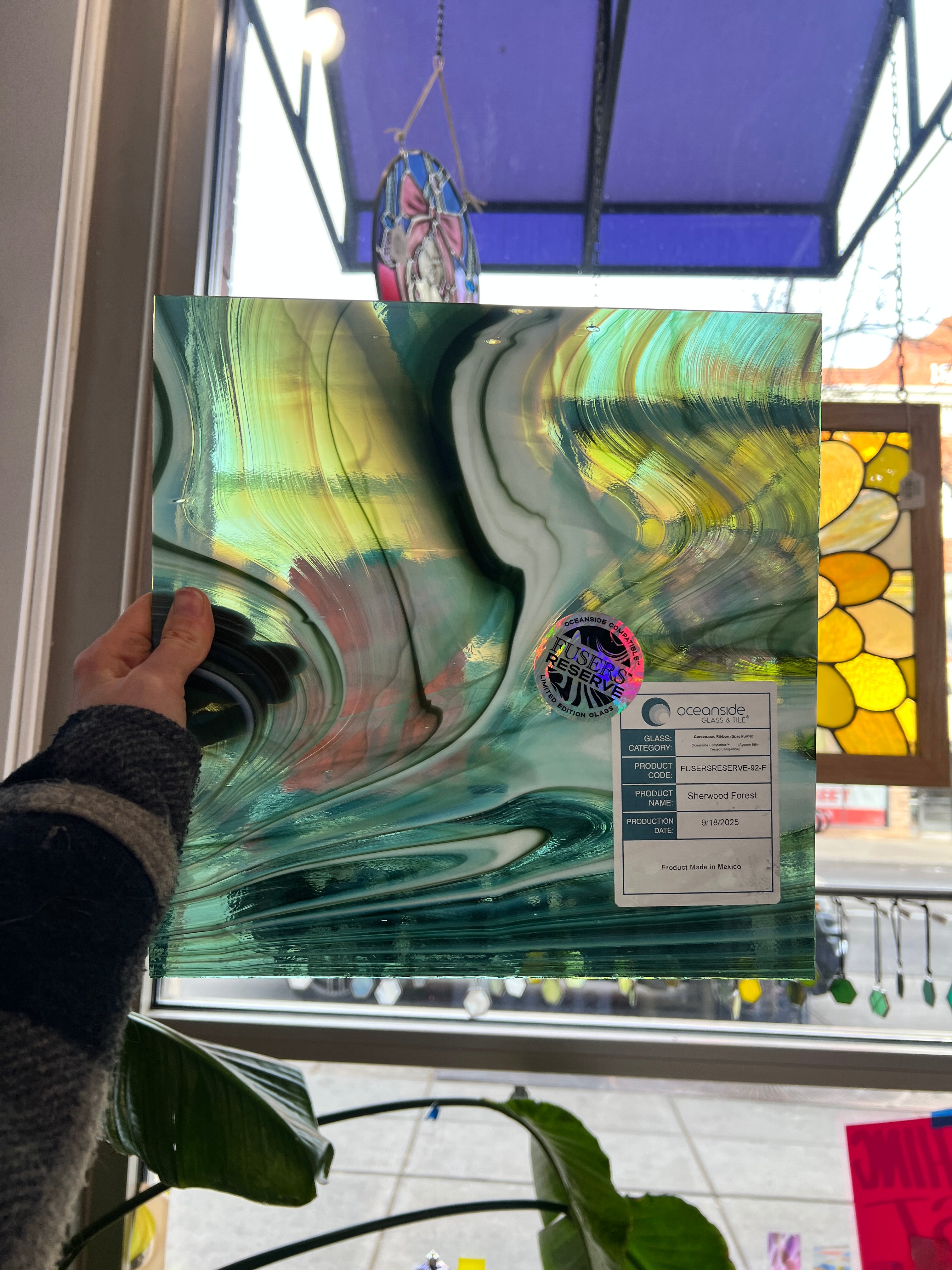 NEW! Sherwood Forest (Opal Art, Deep Olive/ Sea Green with Opal) Fusers Reserve System 96 Fusible 96 COE Sheet Glass Colorado Glassworks