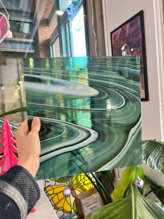 NEW! Sherwood Forest (Opal Art, Deep Olive/ Sea Green with Opal) Fusers Reserve System 96 Fusible 96 COE Sheet Glass Colorado Glassworks