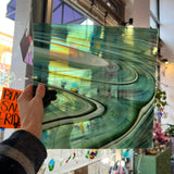 NEW! Sherwood Forest (Opal Art, Deep Olive/ Sea Green with Opal) Fusers Reserve System 96 Fusible 96 COE Sheet Glass Colorado Glassworks