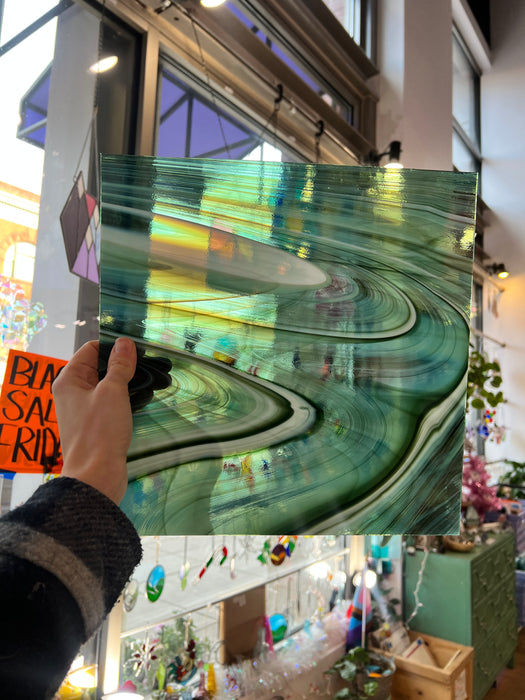 NEW! Sherwood Forest (Opal Art, Deep Olive/ Sea Green with Opal) Fusers Reserve System 96 Fusible 96 COE Sheet Glass Colorado Glassworks