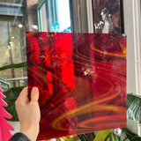 NEW! Antelope Canyon (Opal Art, Transparent Cherry Red with Sunflower Opal) Fusers Reserve System 96 Fusible 96 COE Sheet Glass Colorado Glassworks