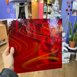 NEW! Antelope Canyon (Opal Art, Transparent Cherry Red with Sunflower Opal) Fusers Reserve System 96 Fusible 96 COE Sheet Glass Colorado Glassworks