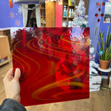 NEW! Antelope Canyon (Opal Art, Transparent Cherry Red with Sunflower Opal) Fusers Reserve System 96 Fusible 96 COE Sheet Glass Colorado Glassworks