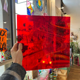 NEW! Antelope Canyon (Opal Art, Transparent Cherry Red with Sunflower Opal) Fusers Reserve System 96 Fusible 96 COE Sheet Glass Colorado Glassworks