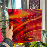 NEW! Antelope Canyon (Opal Art, Transparent Cherry Red with Sunflower Opal) Fusers Reserve System 96 Fusible 96 COE Sheet Glass Colorado Glassworks
