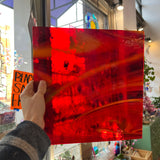 NEW! Antelope Canyon (Opal Art, Transparent Cherry Red with Sunflower Opal) Fusers Reserve System 96 Fusible 96 COE Sheet Glass Colorado Glassworks