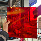 NEW! Antelope Canyon (Opal Art, Transparent Cherry Red with Sunflower Opal) Fusers Reserve System 96 Fusible 96 COE Sheet Glass Colorado Glassworks