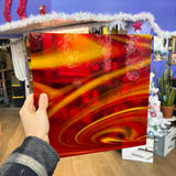 NEW! Antelope Canyon (Opal Art, Transparent Cherry Red with Sunflower Opal) Fusers Reserve System 96 Fusible 96 COE Sheet Glass Colorado Glassworks