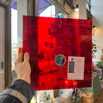 NEW! Antelope Canyon (Opal Art, Transparent Cherry Red with Sunflower Opal) Fusers Reserve System 96 Fusible 96 COE Sheet Glass Colorado Glassworks