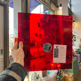 NEW! Antelope Canyon (Opal Art, Transparent Cherry Red with Sunflower Opal) Fusers Reserve System 96 Fusible 96 COE Sheet Glass Colorado Glassworks