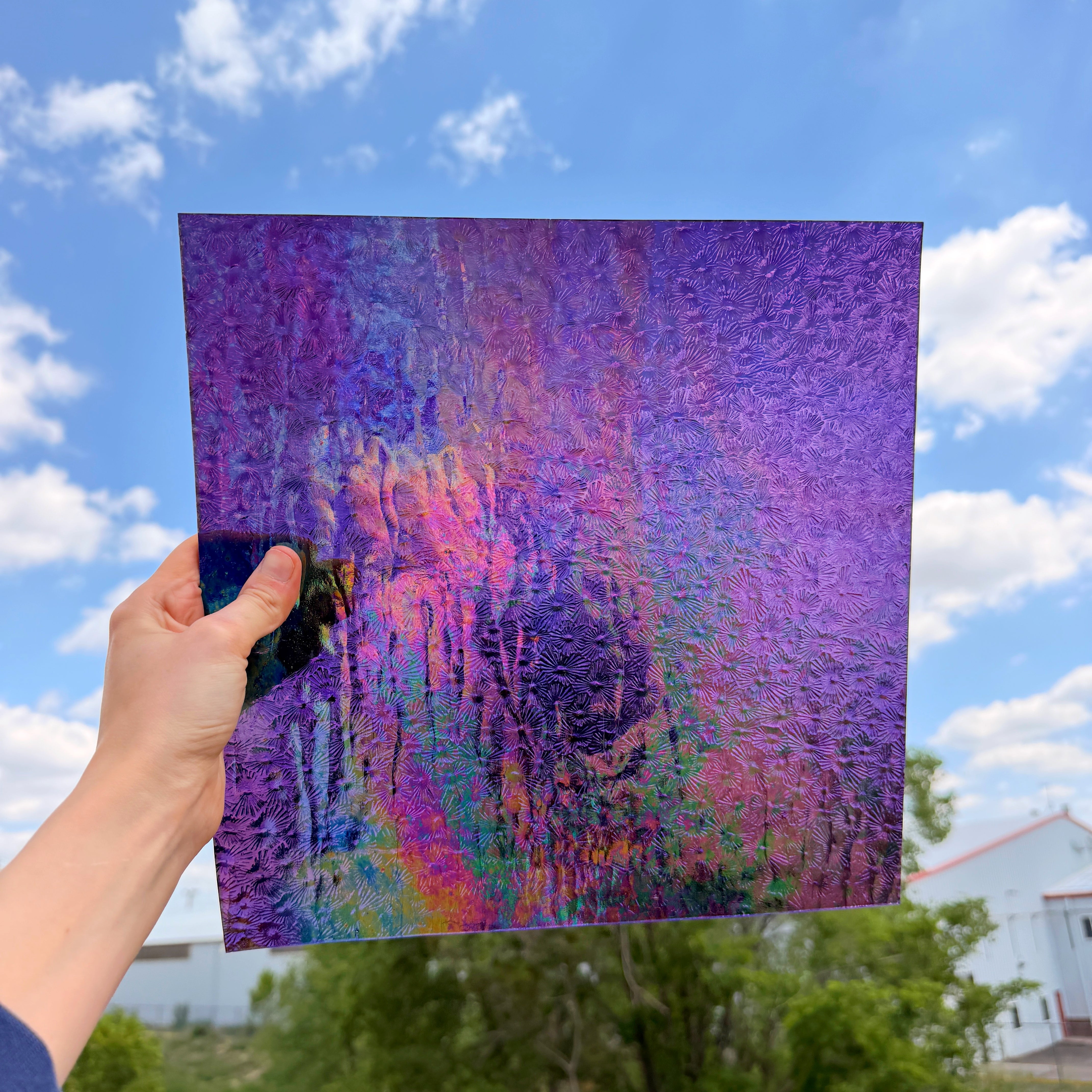 Iridescent Transparent Purple Florentine Wissmach (311V) Sheet Glass Unknown