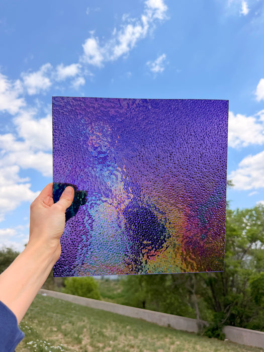 Iridescent Transparent Purple Dew Drop Wissmach (311V) Sheet Glass Unknown