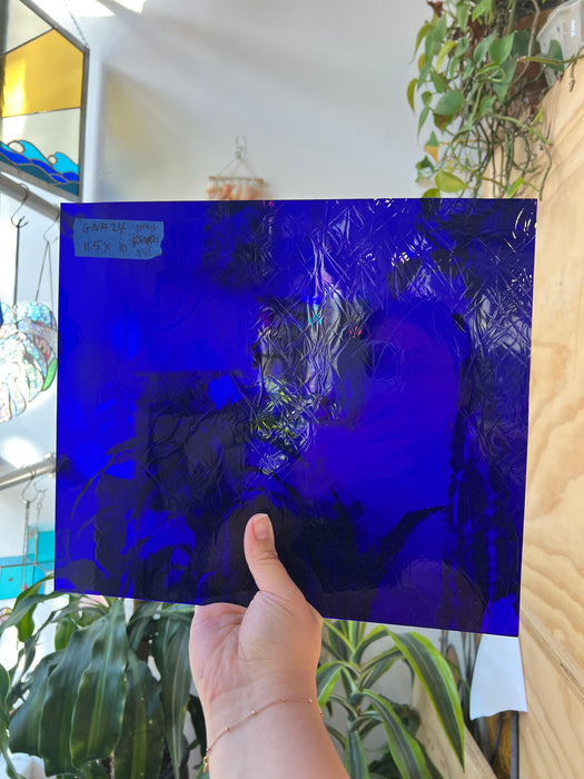 Dark Blue Vintage GNA Mouth Blown Sheet Glass Colorado Glassworks