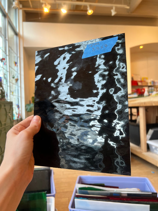 Black Opaque Waterglass Oceanside Fusible 96 COE Sheet Glass Colorado Glassworks   