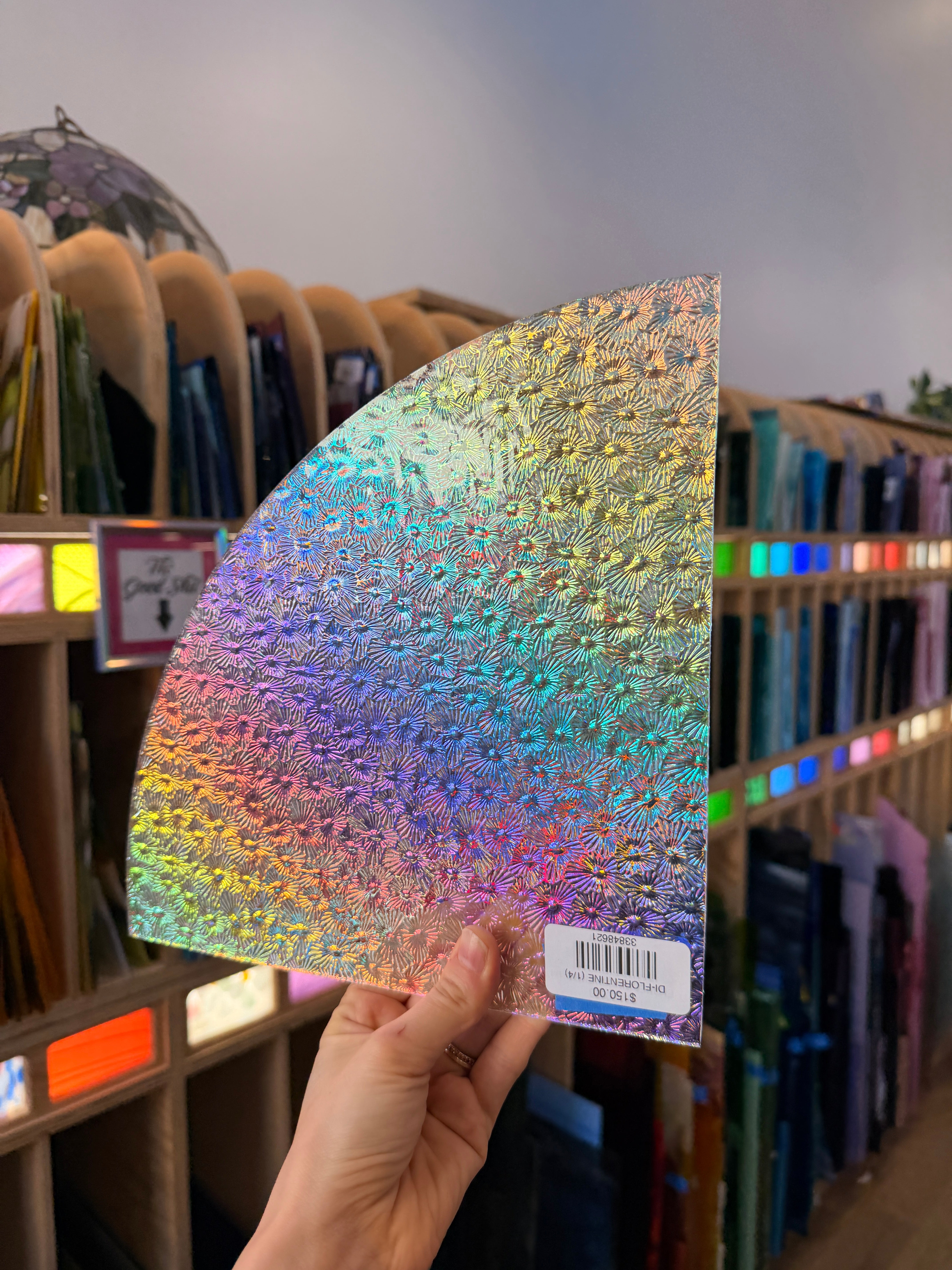 Stained Glass Sheet Dichroic Rainbow Florentine 1/4 Sheet Glass 96 COE Colorado Glass Works