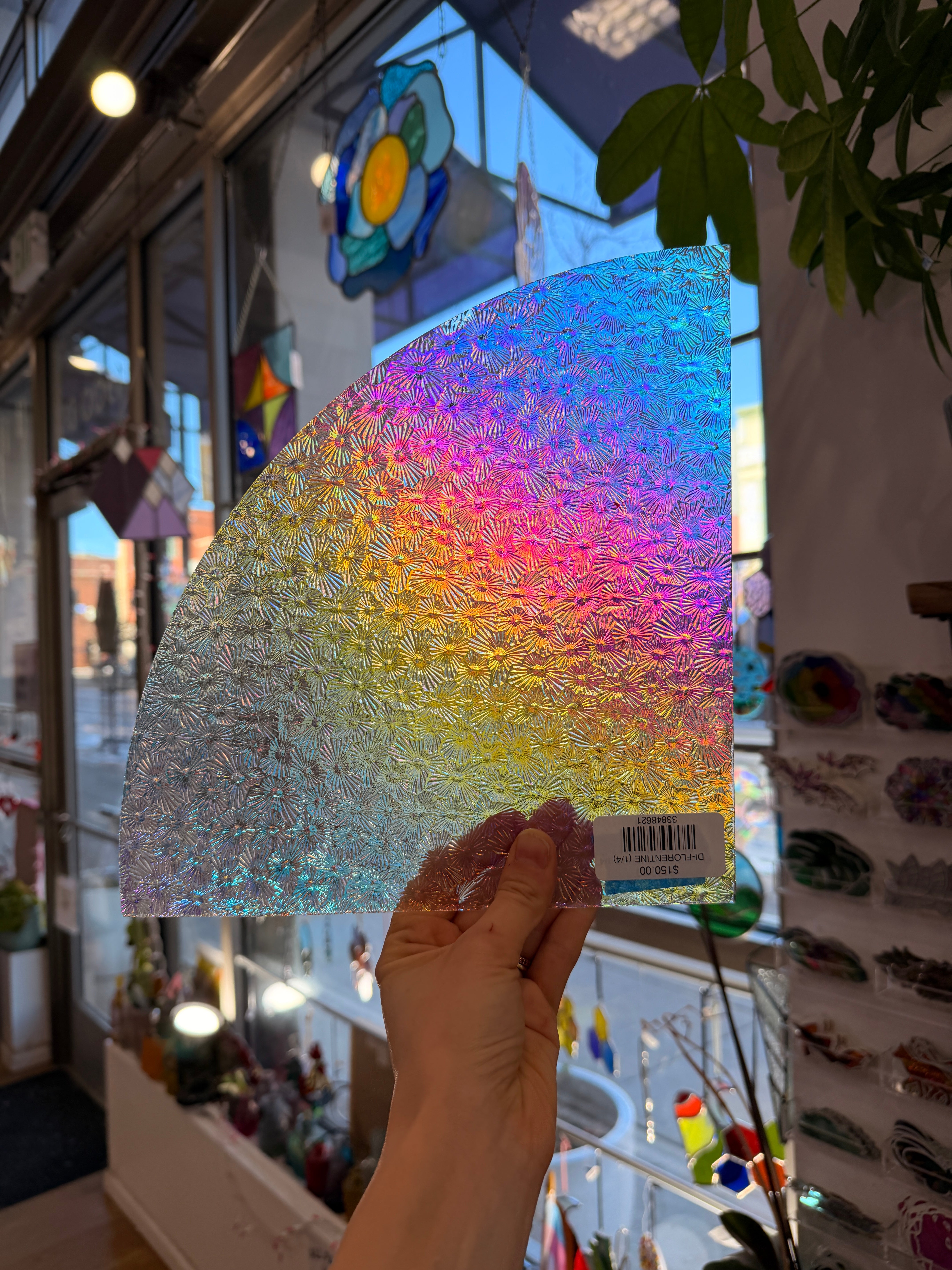 Stained Glass Sheet Dichroic Rainbow Florentine 1/4 Sheet Glass 96 COE Colorado Glass Works