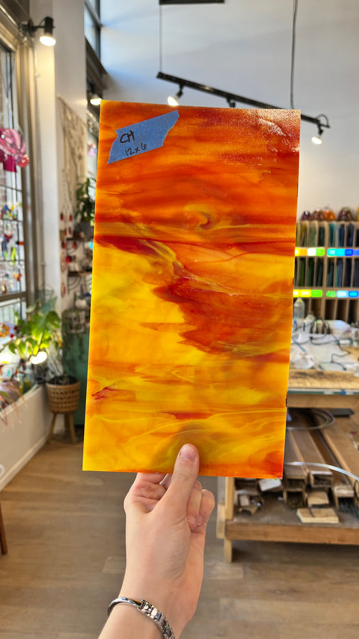 Red and Yellow Wispy Choice Sheet Glass Colorado Glassworks