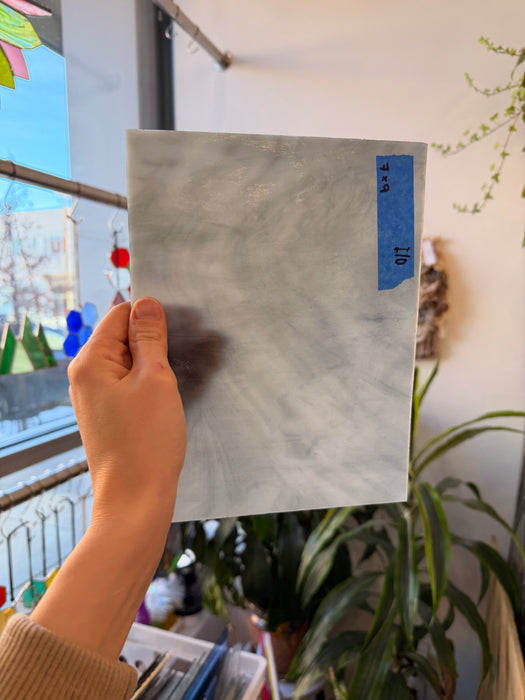 Gray White Wispy Semi-Opaque Kokomo Sheet Glass Colorado Glass Works