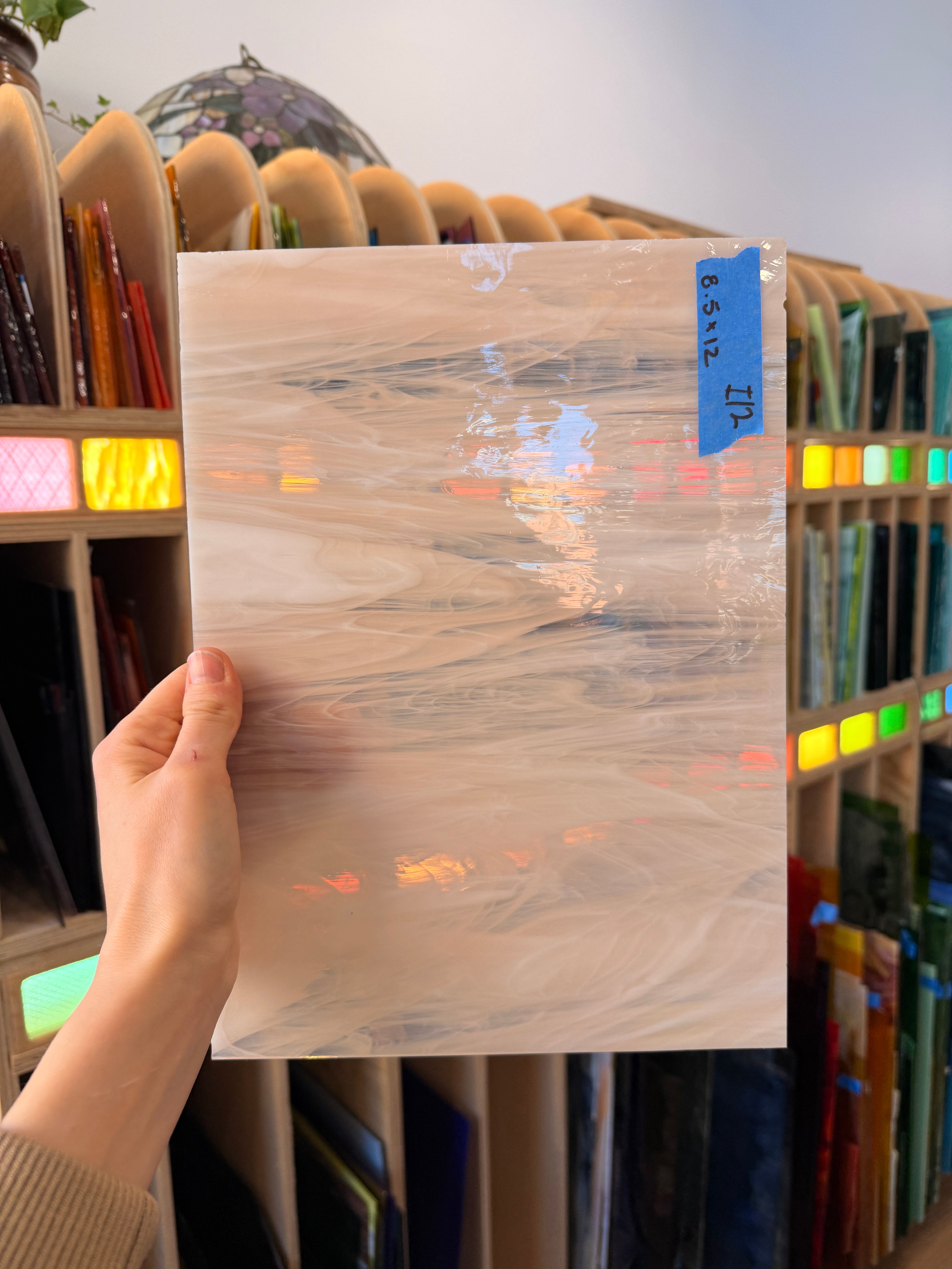 Peach/Light Pink Wispy Vintage Spectrum Sheet Glass Colorado Glassworks