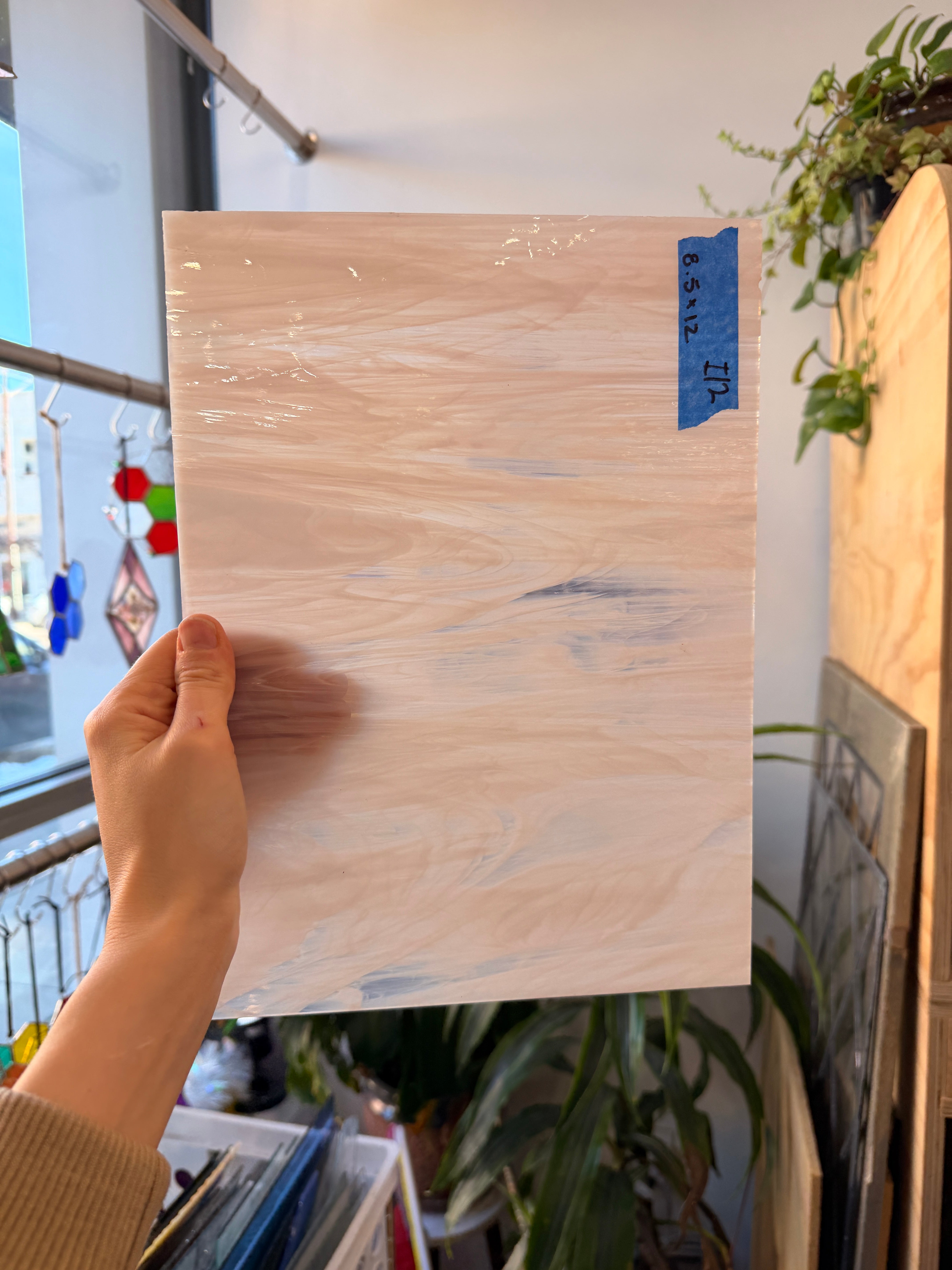 Peach/Light Pink Wispy Vintage Spectrum Sheet Glass Colorado Glassworks 8.5x12in (SP-69379629)