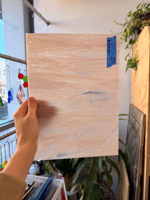 Peach/Light Pink Wispy Vintage Spectrum Sheet Glass Colorado Glassworks 8.5x12in (SP-69379629)