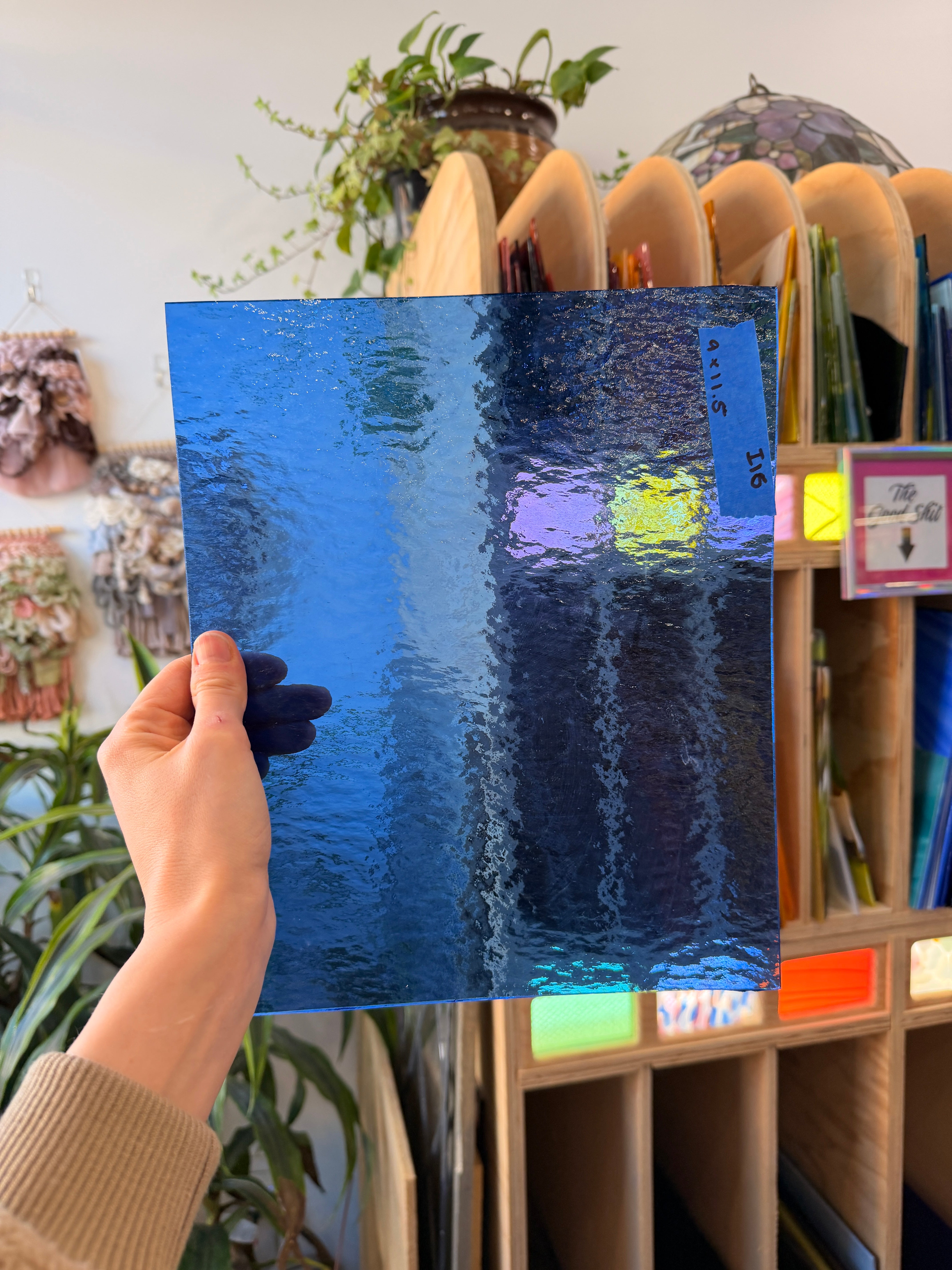 Medium Blue Rough Rolled Transparent Sheet Glass Colorado Glassworks 9x11.5in (SP-87565869)