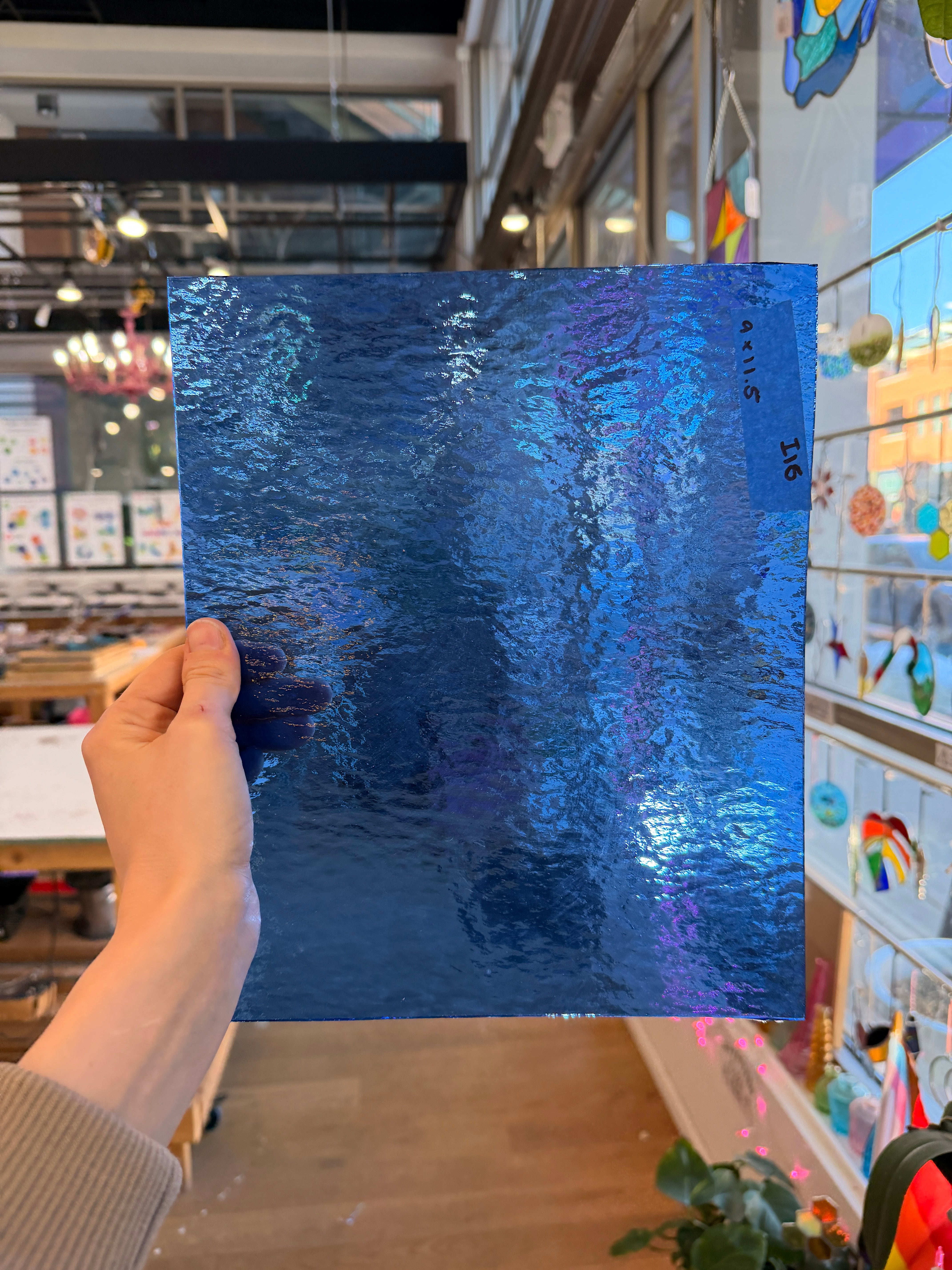 Medium Blue Rough Rolled Transparent Sheet Glass Colorado Glassworks