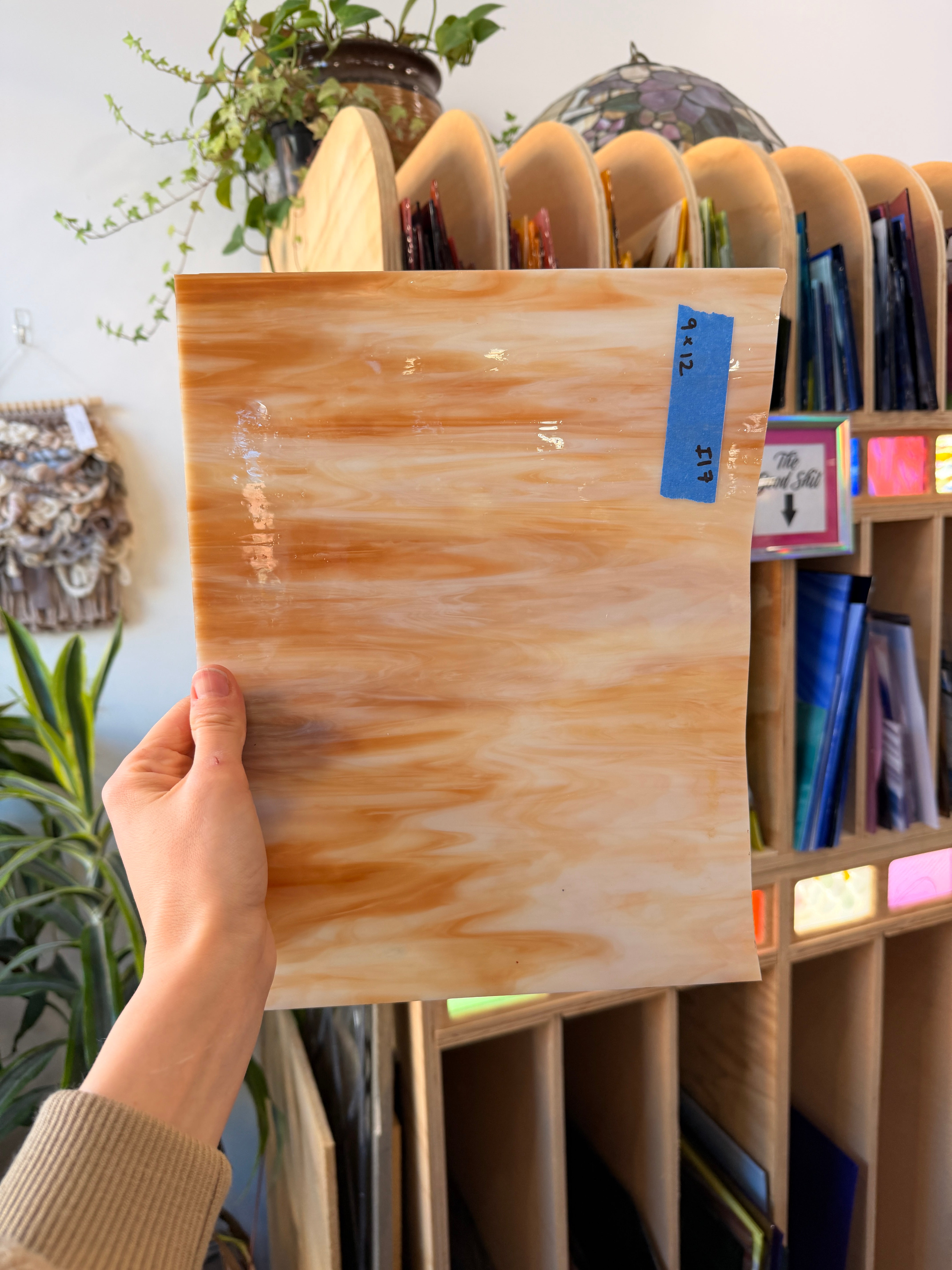 Amber Cream Kokomo Sheet Glass Colorado Glassworks I17 (9x12in)