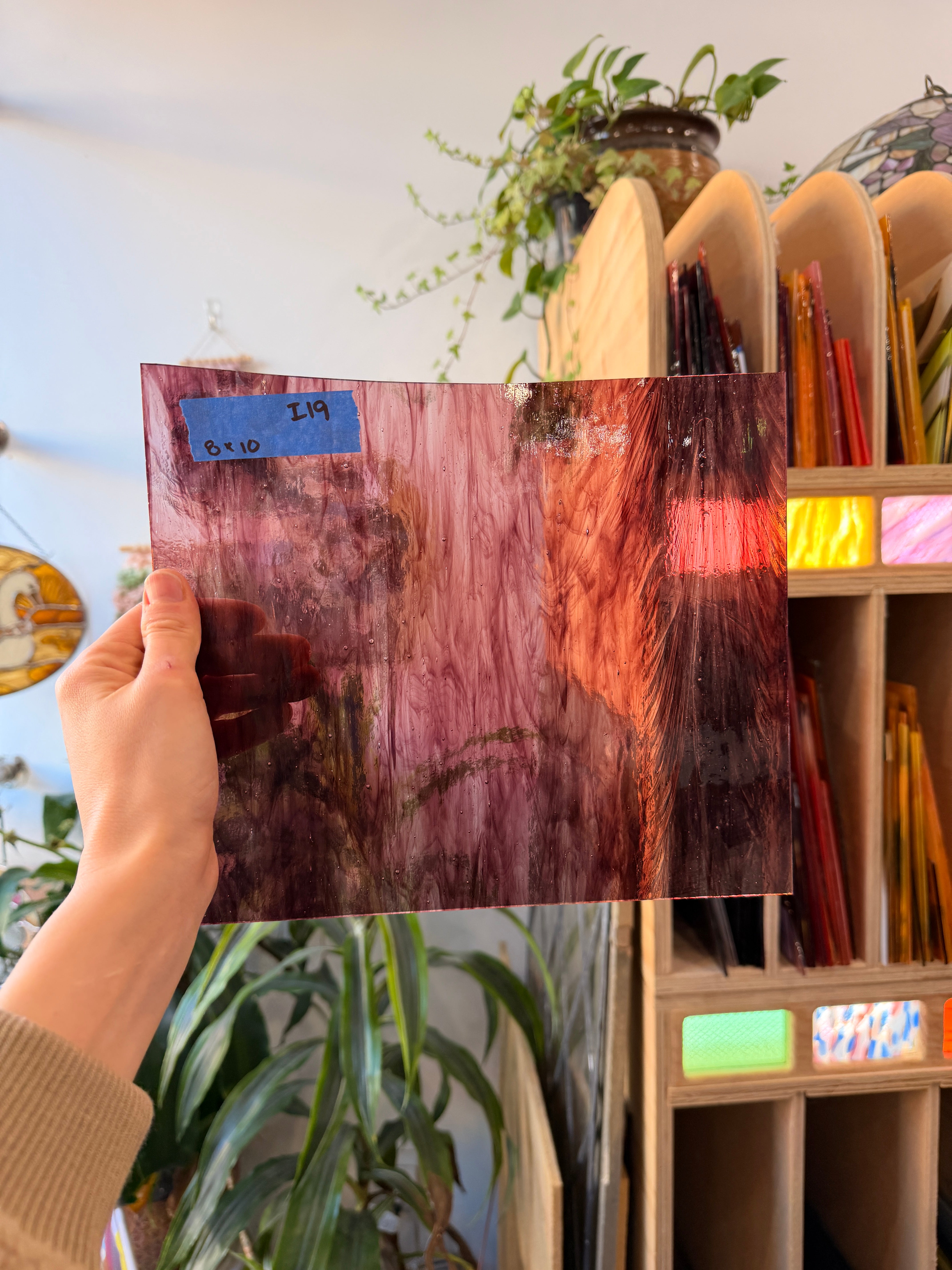 Purple Clear Wispy Kokomo Sheet Glass Kokomo 10x8in (KO-88196653)