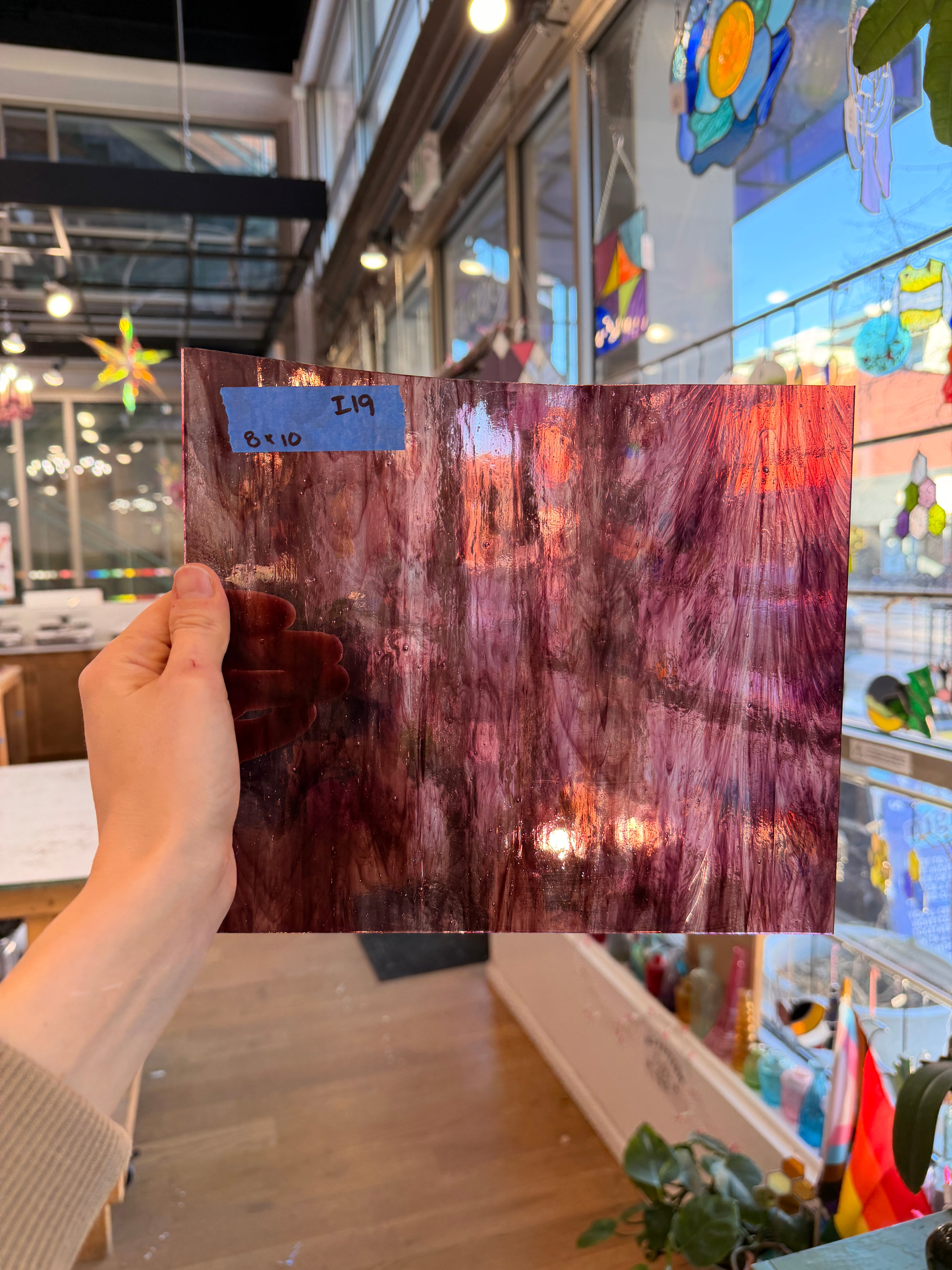 Purple Clear Wispy Kokomo Sheet Glass Kokomo