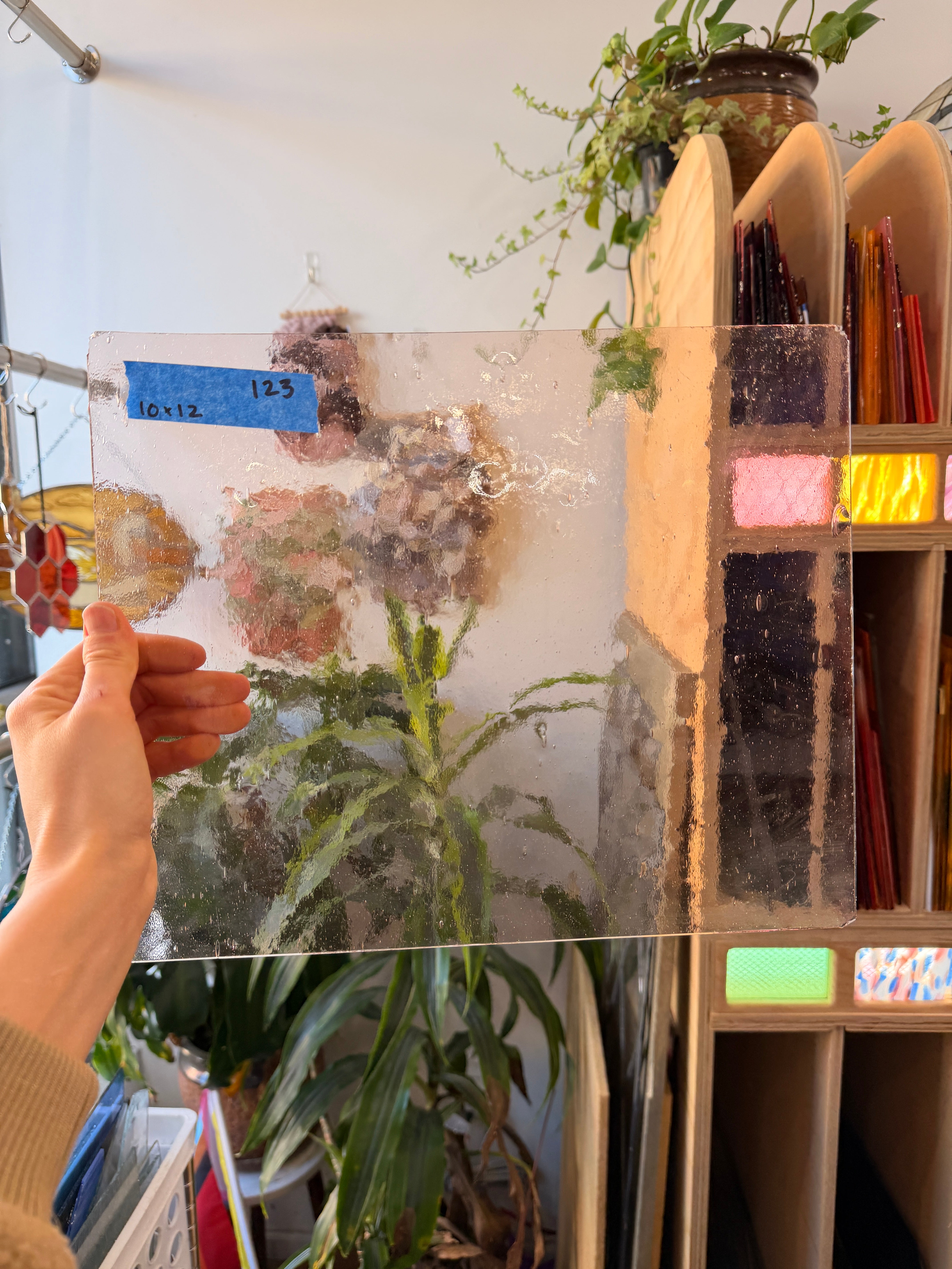 Vintage Light Pink Seedy Spectrum Sheet Glass Colorado Glassworks I23 (10x12in)